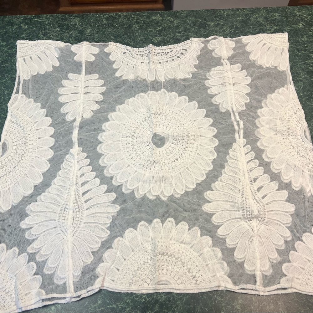 Elegant White Crochet Swim Coverup